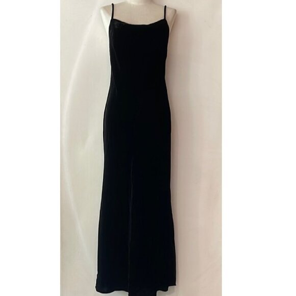 NWT RHODE JEMIMA SLIP STYLE BLACK VELVET MAXI DRESS SIZE 10 - Picture 2 of 6